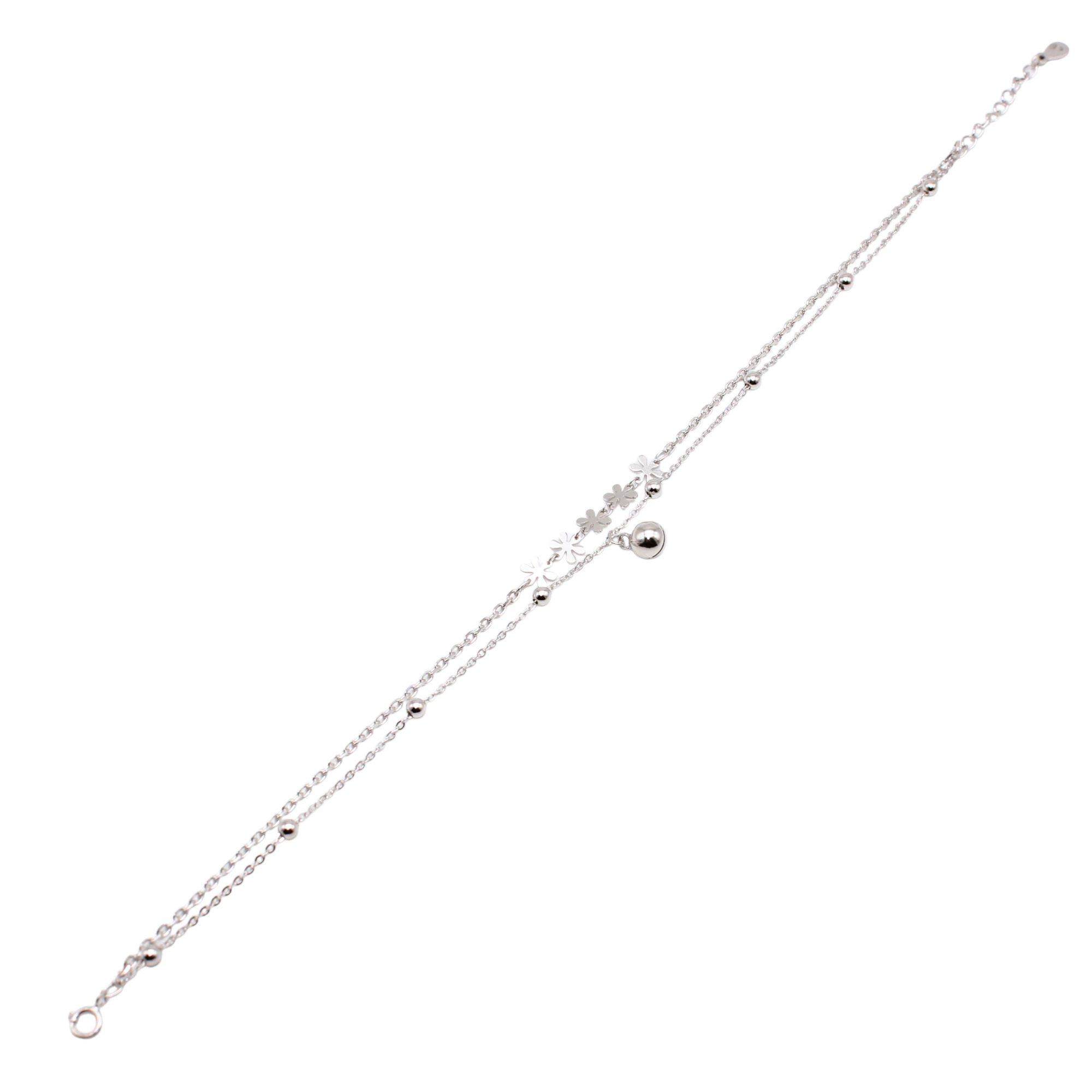 pulsera-tobillera-doble-plata-holly-plateado-cascabel-flores-gioccosilver