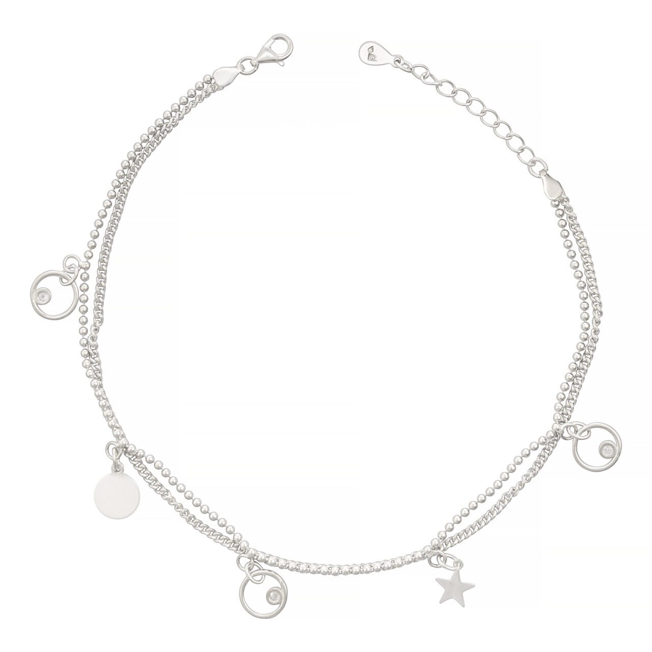 pulsera-tobillera-plata-kilda-doble-plateada-estrellas.circulos-diferentes-formas-circles-gioccosilver